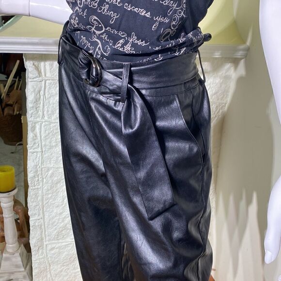 NWOT Lucy Paris Londyn Faux Leather Belted Ankle Pants - Picture 9 of 16